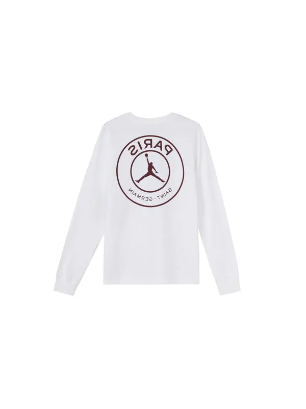 Футболка Paris Saint Germain с принтом логотипа, длинные рукава, Air Jordan — изображение 2 из 4, белый