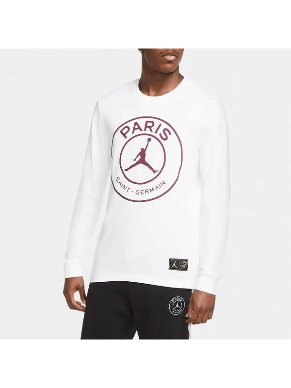Футболка Paris Saint Germain с принтом логотипа, длинные рукава, Air Jordan — изображение 4 из 4, белый