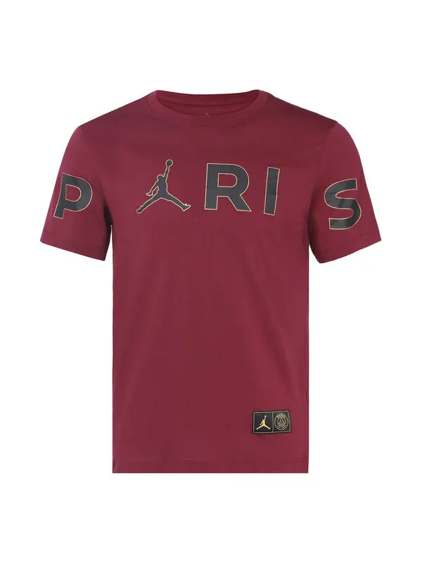 Футболка Air Jordan Wordmark Paris Saint-Germain Sports Round Neck Alphabet Short Sleeve Red — изображение 1 из 4