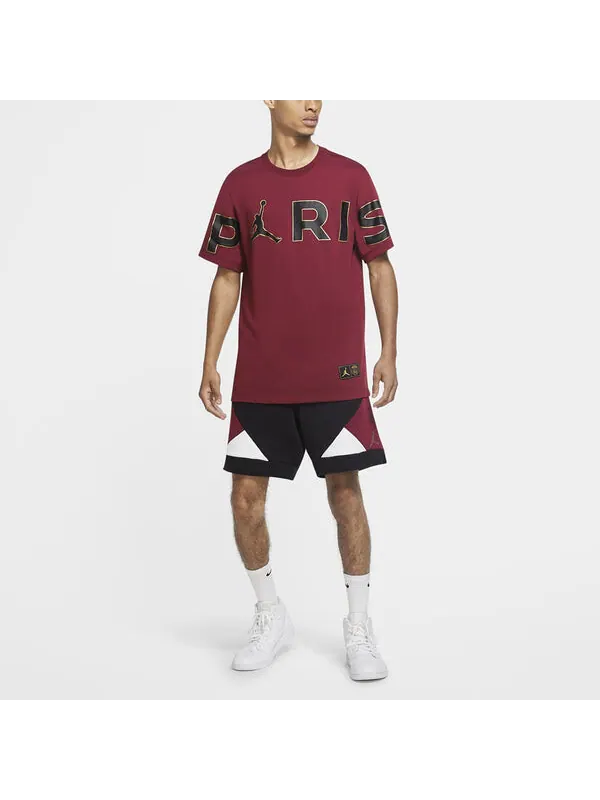 Футболка Air Jordan Wordmark Paris Saint-Germain Sports Round Neck Alphabet Short Sleeve Red — изображение 3 из 4