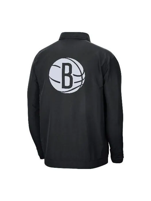 Куртка Nike NBA Brooklyn Nets lapel Zipper Woven Jacket Black — изображение 1 из 4, черный