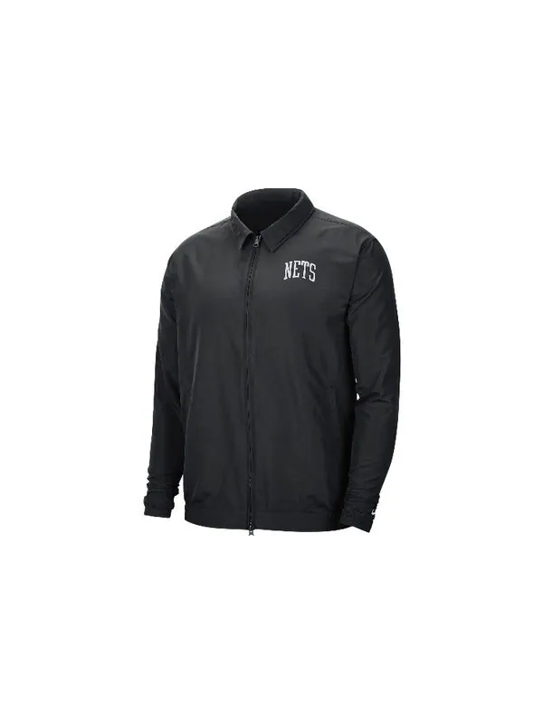 Куртка Nike NBA Brooklyn Nets lapel Zipper Woven Jacket Black — изображение 2 из 4, черный