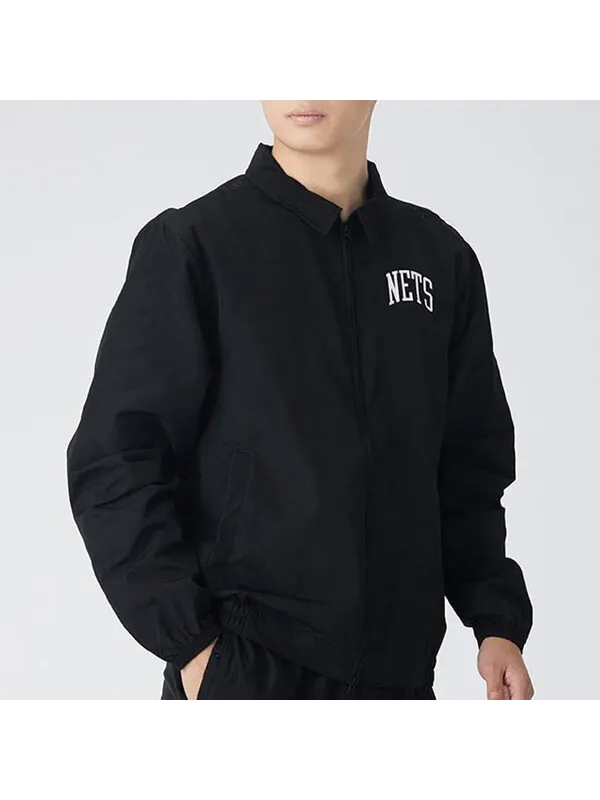 Куртка Nike NBA Brooklyn Nets lapel Zipper Woven Jacket Black — изображение 3 из 4, черный