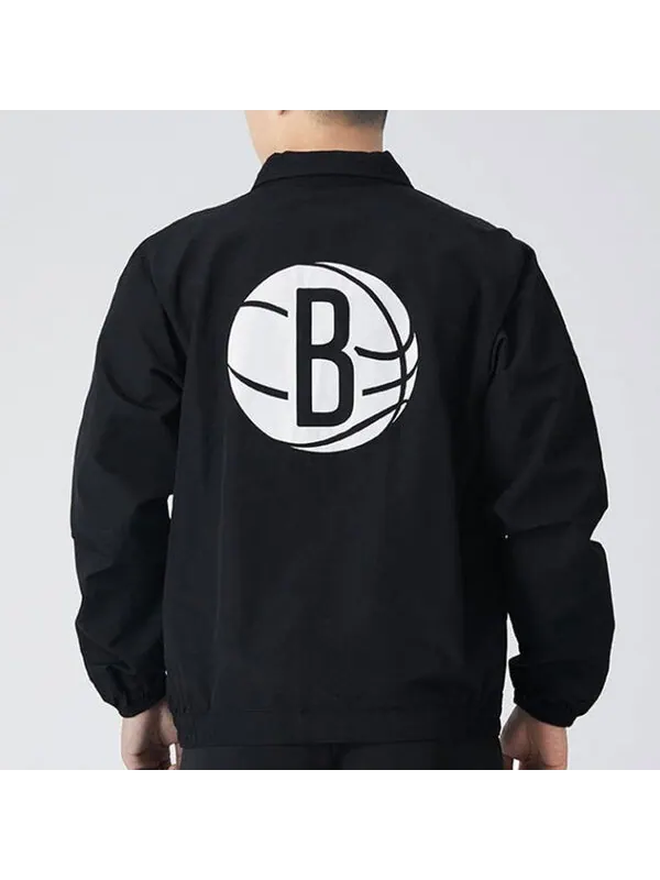 Куртка Nike NBA Brooklyn Nets lapel Zipper Woven Jacket Black — изображение 4 из 4, черный