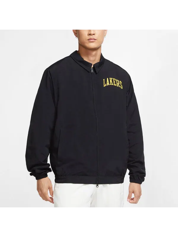 Куртка Nike Los Angeles Lakers NBA Lightweight lapel Zipper Long Sleeves Logo Jacket Black — изображение 3 из 4, черный