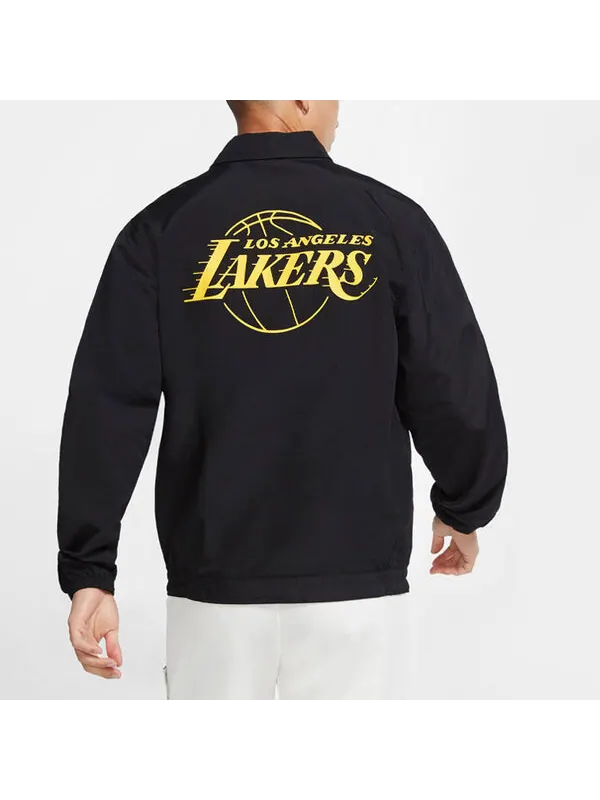 Куртка Nike Los Angeles Lakers NBA Lightweight lapel Zipper Long Sleeves Logo Jacket Black — изображение 4 из 4, черный