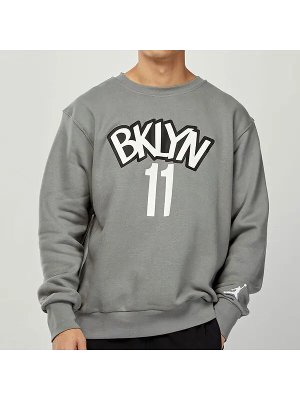 Толстовка с капюшоном brooklyn nets с круглым вырезом Air Jordan — изображение 3 из 4, серый