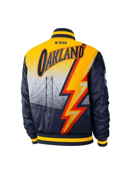 Куртка Nike NBA MENS Ce Courtside Golden State Warriors Fleeced Baseball Jacket Blue Dark blue — изображение 1 из 3, синий