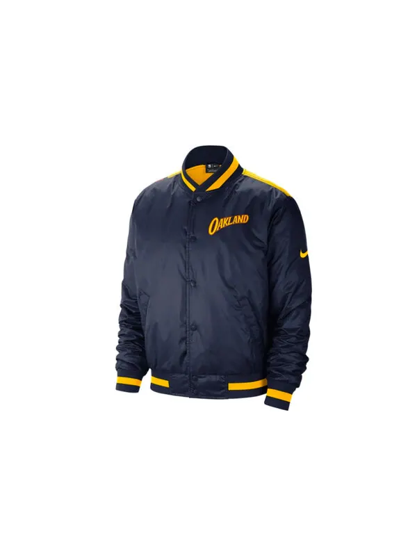 Куртка Nike NBA MENS Ce Courtside Golden State Warriors Fleeced Baseball Jacket Blue Dark blue — изображение 2 из 3, синий