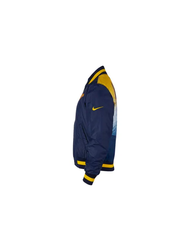 Куртка Nike NBA MENS Ce Courtside Golden State Warriors Fleeced Baseball Jacket Blue Dark blue — изображение 3 из 3, синий