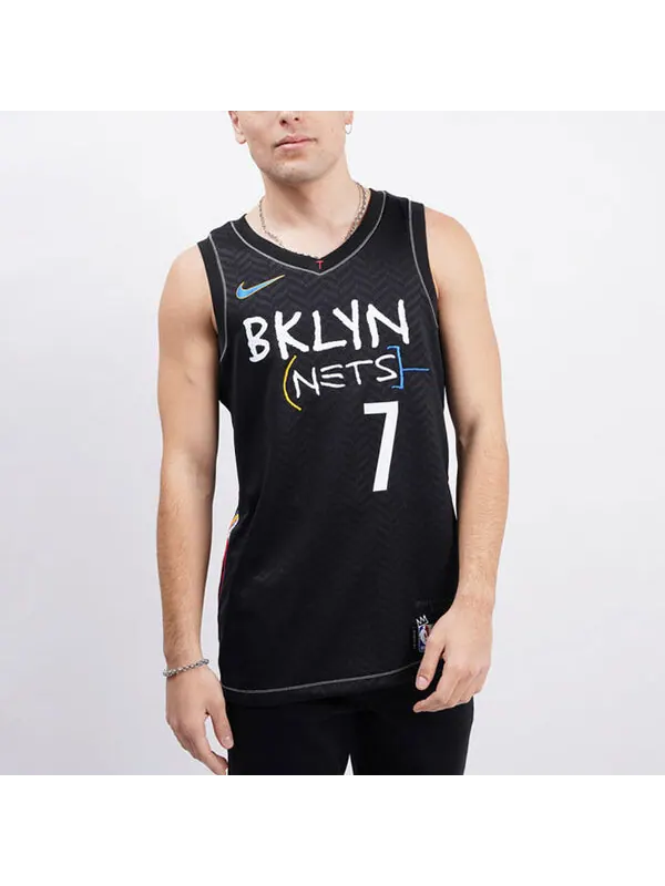 Футболка мужские nba city edition sports basketball жилет sw brooklyn nets durant 7 Nike — изображение 3 из 3, черный