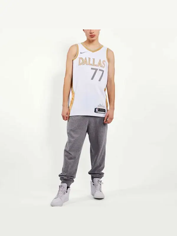 Майка Men's Nike NBA Basketball Sports SW Fan Edition 20-21 Season Doncic Mavericks . No. 77 White — изображение 3 из 4