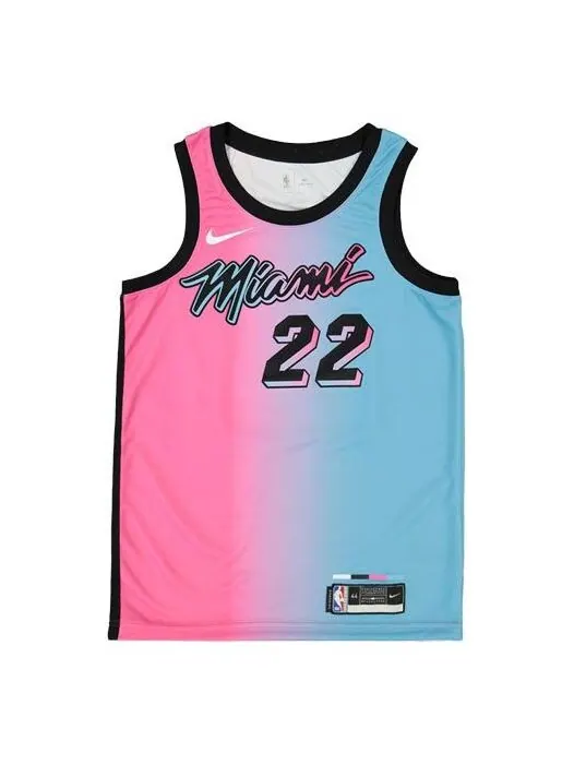 Майка Men's Nike NBA Gradient Basketball SW Fan Edition Miami Heat Jimmy Butler 2 No. 2 'Blue Pink' — изображение 1 из 2