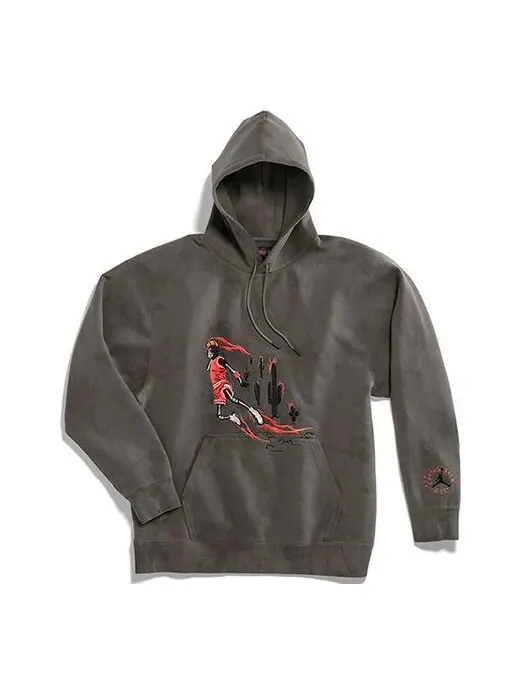 Толстовка x cactus jack by travis scott washed suede hoodie 'iron grey' Air Jordan — изображение 1 из 4, серый