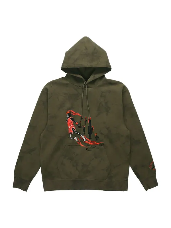 Толстовка x cactus jack by travis scott washed suede hoodie 'medium olive' Air Jordan — изображение 1 из 4, оливковый