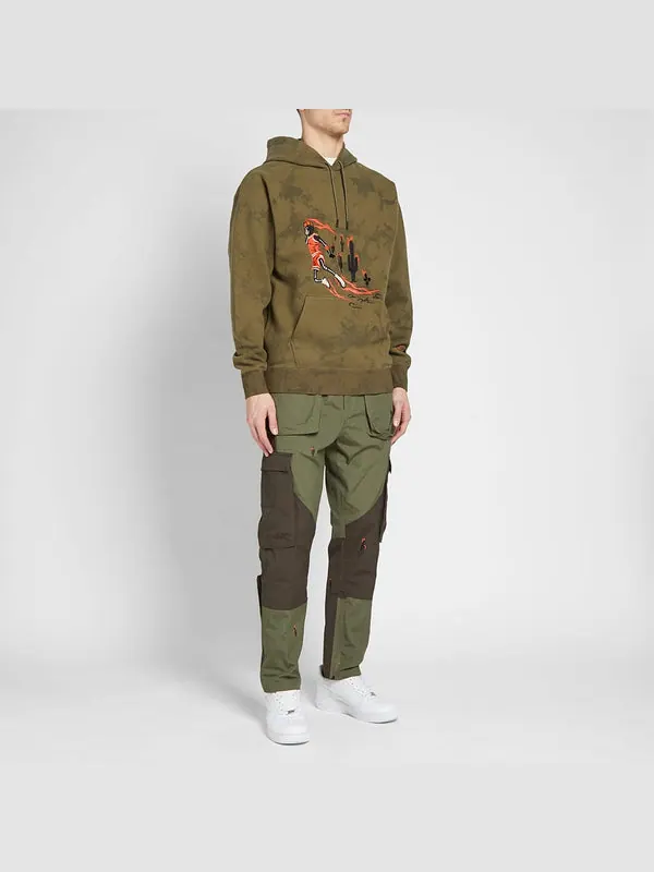 Толстовка x cactus jack by travis scott washed suede hoodie 'medium olive' Air Jordan — изображение 3 из 4, оливковый