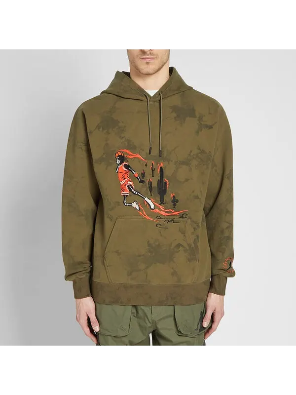 Толстовка x cactus jack by travis scott washed suede hoodie 'medium olive' Air Jordan — изображение 4 из 4, оливковый
