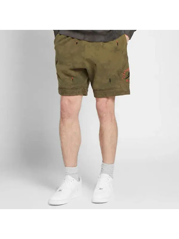 Шорты x cactus jack от travis scott, шорты из потертой замши Air Jordan — изображение 2 из 4, оливковый