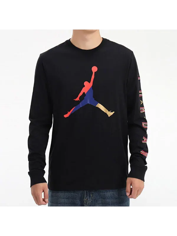 Футболка разноцветные с логотипом алфавита длинные рукава Air Jordan — изображение 3 из 4, черный