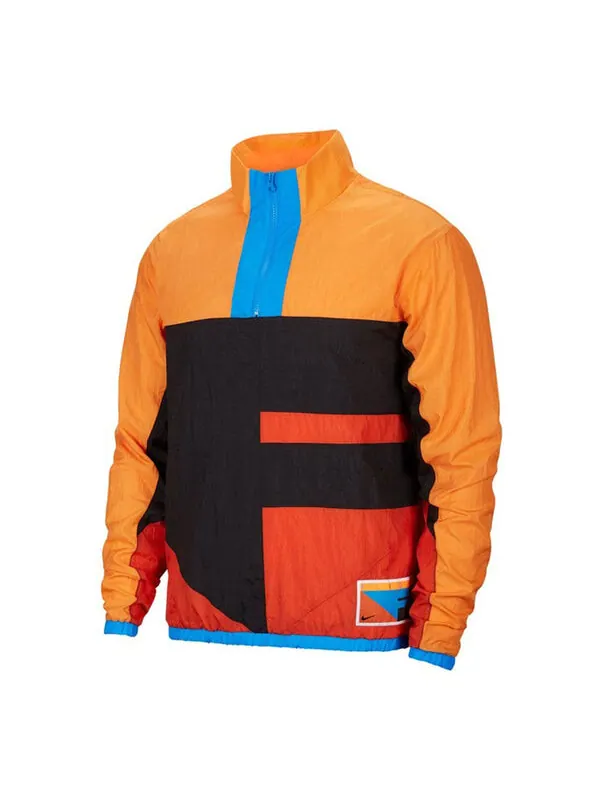 Куртка Nike As M Nk Flight Jacket Half Zipper hooded Colorblock Black Orange — изображение 1 из 1, черный/оранжевый