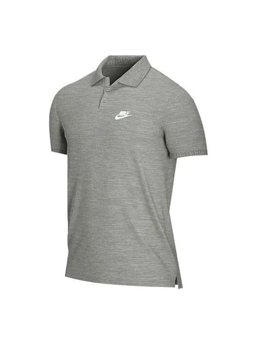 Футболка Men's Nike Lapel Short Sleeve Gray Polo Shirt — изображение 1 из 2, серый