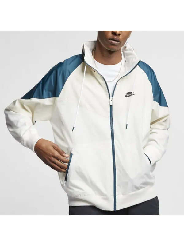 Куртка Nike Sportswear Wind Runner Colorblock hooded Long Sleeves Jacket Green White — изображение 2 из 4, зеленый/белый
