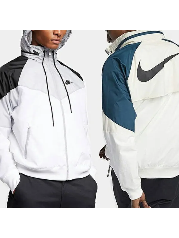 Куртка Nike Sportswear Wind Runner Colorblock hooded Long Sleeves Jacket Green White — изображение 4 из 4, зеленый/белый