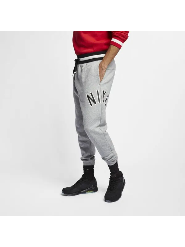 Брюки casual sports slim fit fleece long pants gray Nike — изображение 3 из 4, серый