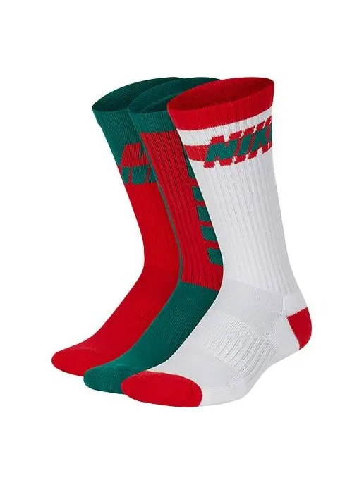 Носки Nike Unisex Socks 3 Packs Red/Green/White — изображение 1 из 1, красный