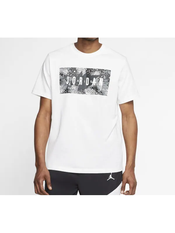 Футболка Air Jordan Poolside Floral Running Basketball Gym White — изображение 3 из 4, белый