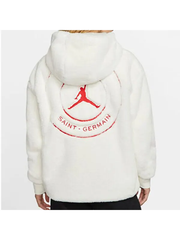 Куртка Air Jordan Brand AS WJ PSG Paris Saint-Germain fur Jacket White — изображение 4 из 4, белый