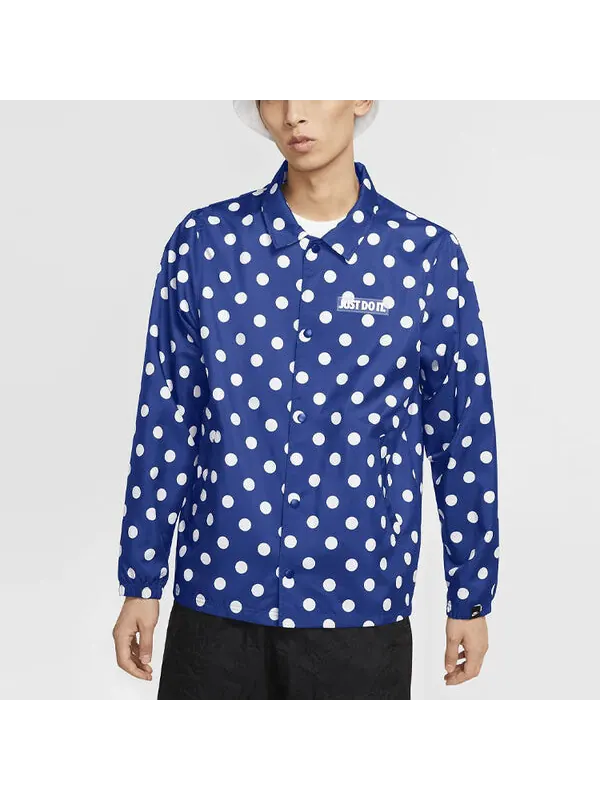 Куртка windproof breathable polka dots printing long sleeves jacket blue Nike — изображение 3 из 4, синий