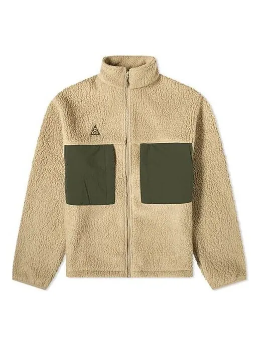 Куртка Nike ACG Colorblock Pocket Fleece Stand Collar Logo Jacket Khaki — изображение 1 из 4, хаки/хаки/хаки