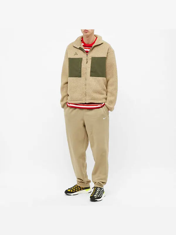 Куртка Nike ACG Colorblock Pocket Fleece Stand Collar Logo Jacket Khaki — изображение 2 из 4, хаки/хаки/хаки