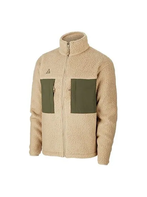 Куртка acg sports stay warm contrasting colors pocket stand collar fleece jacket yellowbrown Nike — изображение 1 из 4