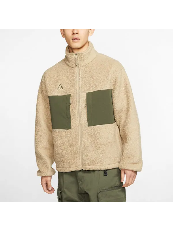 Куртка acg sports stay warm contrasting colors pocket stand collar fleece jacket yellowbrown Nike — изображение 4 из 4