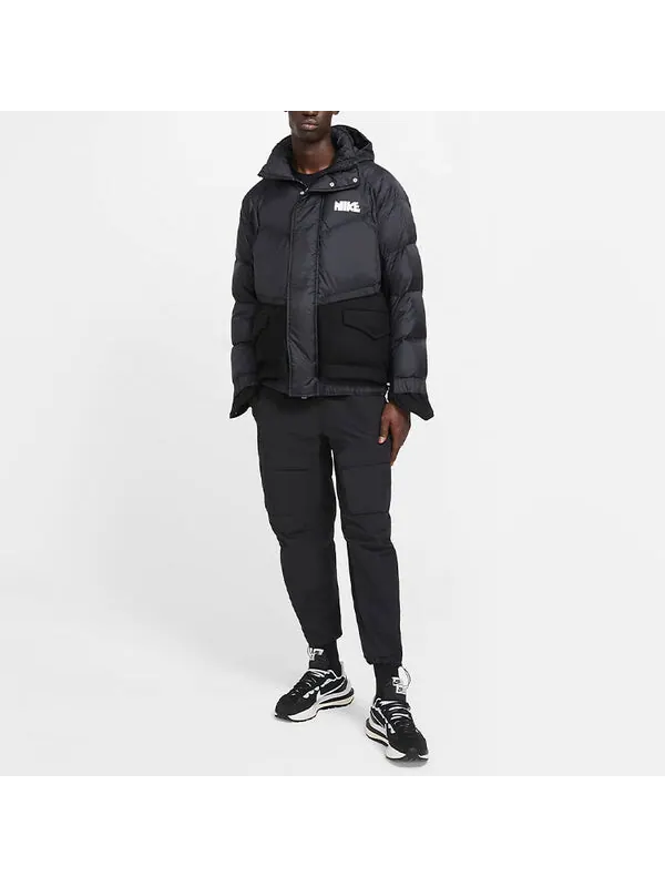 Пуховик Nike x Sacai Crossover Sports Loose Splicing hooded Down Jacket Black — изображение 4 из 4, черный