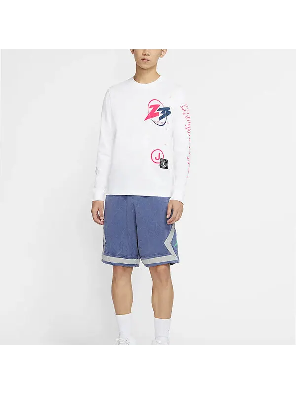 Футболка 23 air print casual sports с круглым вырезом и длинными рукавами Air Jordan — изображение 3 из 4, белый