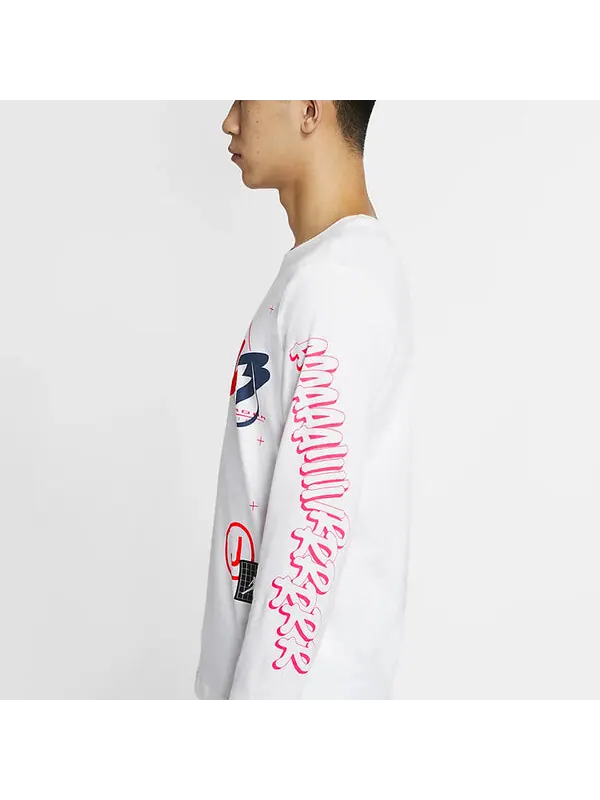Футболка 23 air print casual sports с круглым вырезом и длинными рукавами Air Jordan — изображение 4 из 4, белый