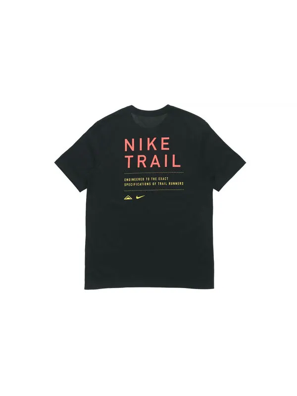 Футболка dri-fit trail logo printed sports tee men black Nike — изображение 2 из 4, черный