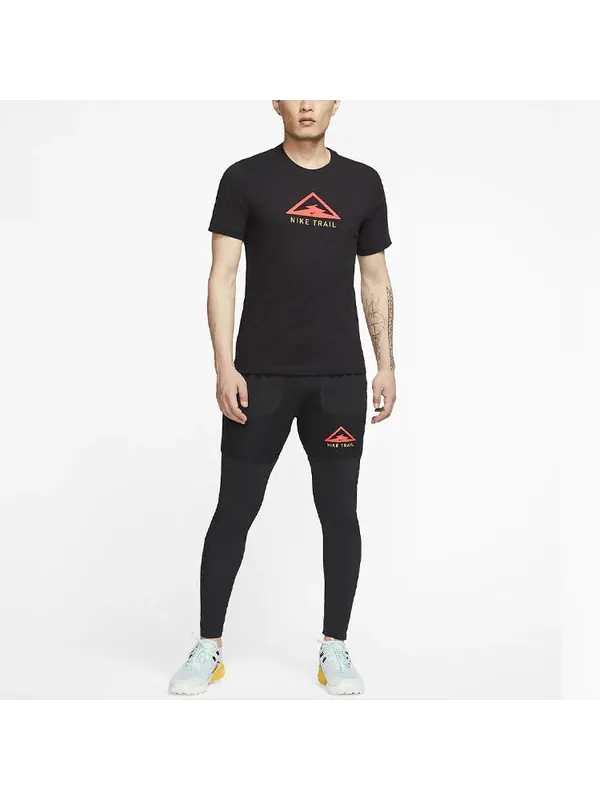 Футболка dri-fit trail logo printed sports tee men black Nike — изображение 3 из 4, черный