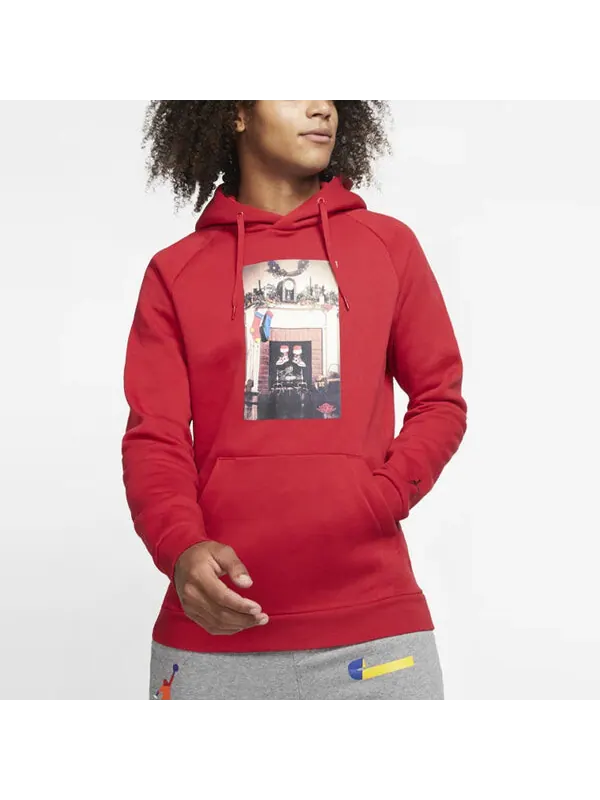 Толстовка с капюшоном Jumpman с принтом дымохода из флиса, Air Jordan — изображение 3 из 4, красный