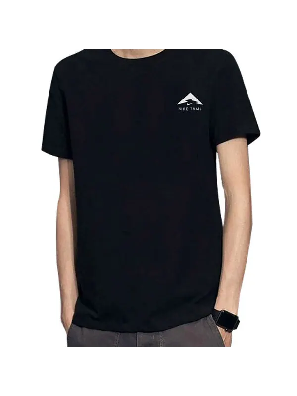 Футболка trail printing athleisure casual sports short sleeve black Nike — изображение 3 из 4, черный