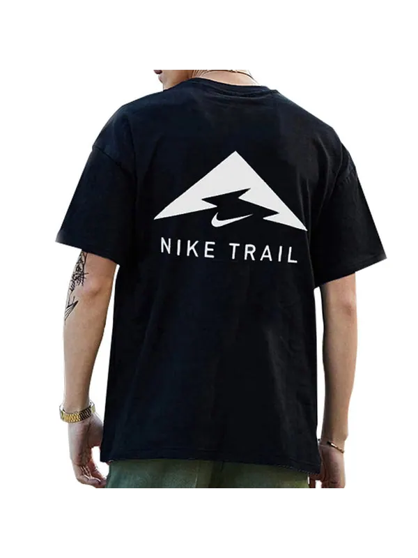 Футболка trail printing athleisure casual sports short sleeve black Nike — изображение 4 из 4, черный