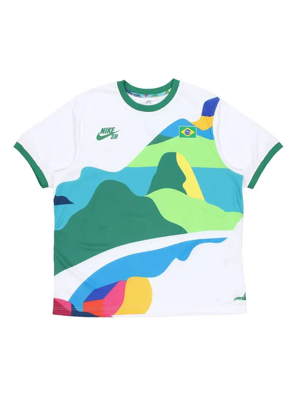 Футболка Nike SB x Parra Crossover Brazil Colors Pattern Tee 'White Multi' — изображение 1 из 4, белый