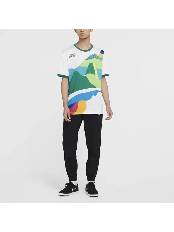 Футболка Nike SB x Parra Crossover Brazil Colors Pattern Tee 'White Multi' — изображение 3 из 4, белый