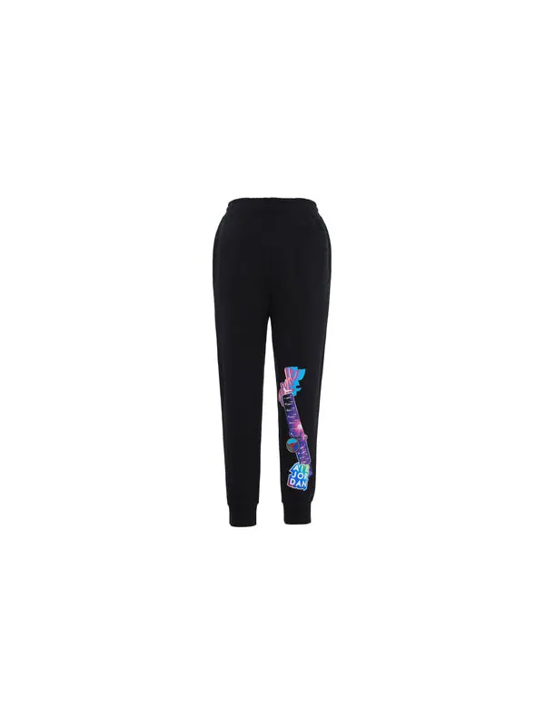 Спортивные штаны Air Jordan MJ Sticker Fleece Pants Casual Sports Fleece Lined Long Pants Black — изображение 2 из 4, черный