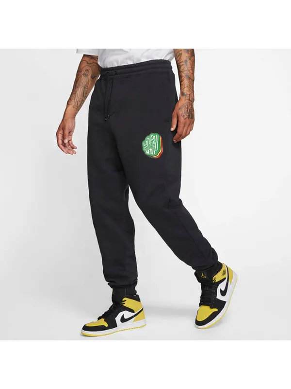 Спортивные штаны Air Jordan MJ Sticker Fleece Pants Casual Sports Fleece Lined Long Pants Black — изображение 4 из 4, черный