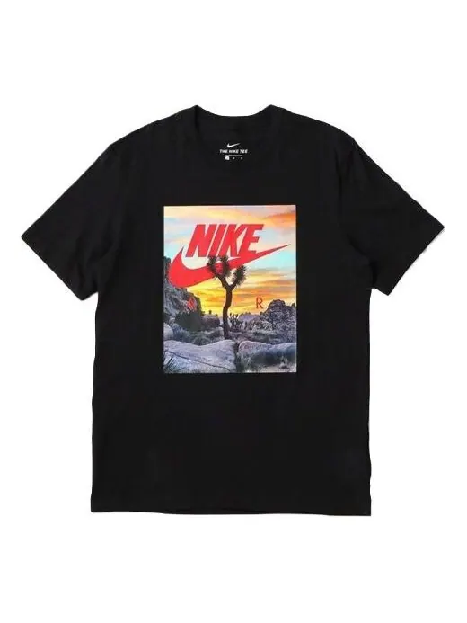 Футболка sportswear printing pattern round neck short sleeve black Nike — изображение 1 из 4, черный
