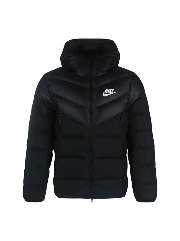 Пуховик Nike Sportswear Down Fill Sports Hooded Down Jacket Men Black — изображение 1 из 4, черный